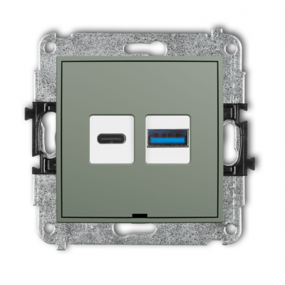 KARLIK MINI Ładowarka USB podwójna USB C + USB A, 20W max., bez pola opisowego szałwiowy 61MCUSBBO-8 (61MCUSBBO-8)